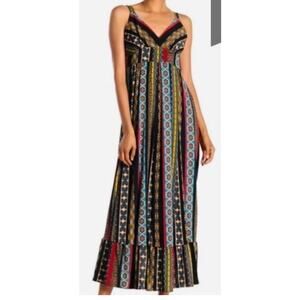 T Tahari Tile Long Casual Maxi Dress bohemian Gypsy summer flowy vacation